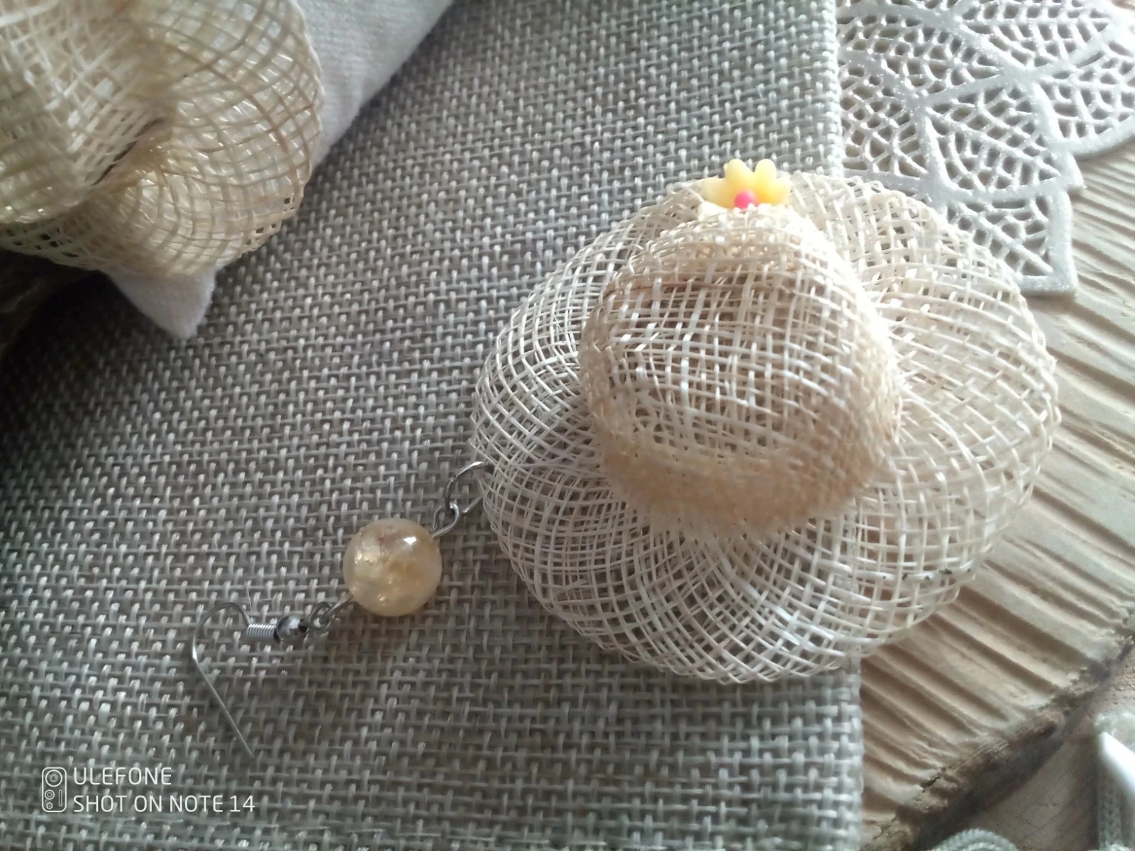 Boucles d'oreilles pierres citrine et chapeaux de paille champêtres – photo 2